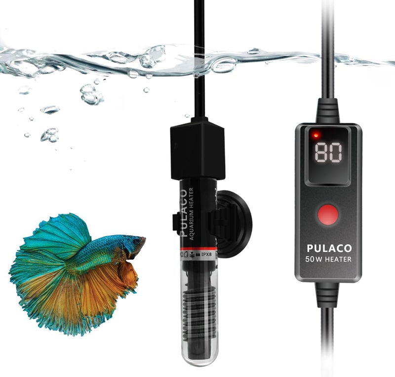 PULACO 50 Watt Small Aquarium Betta Heater for 1-10 Gallon Tank - Image 1